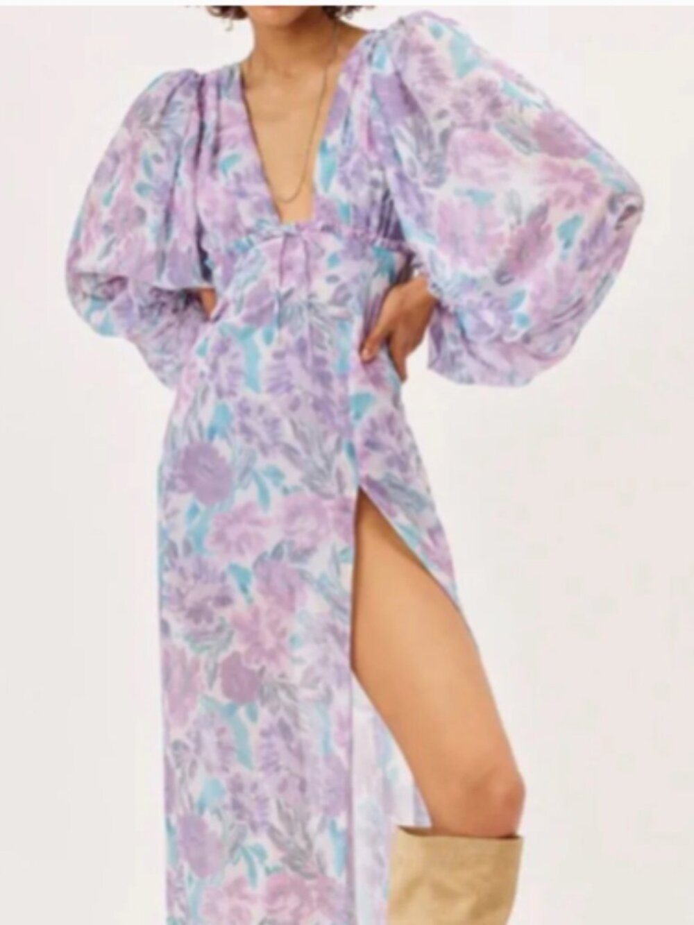 For Love and Lemons Shelly Midi Dress BNWT Floral & Slit Medium